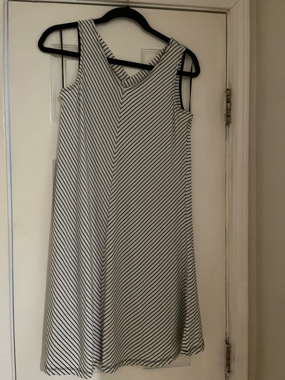 Cable & Gauge Black and White Striped Midi Dress